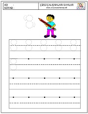 okul öncesi 1 sayısı çizgi çalışması